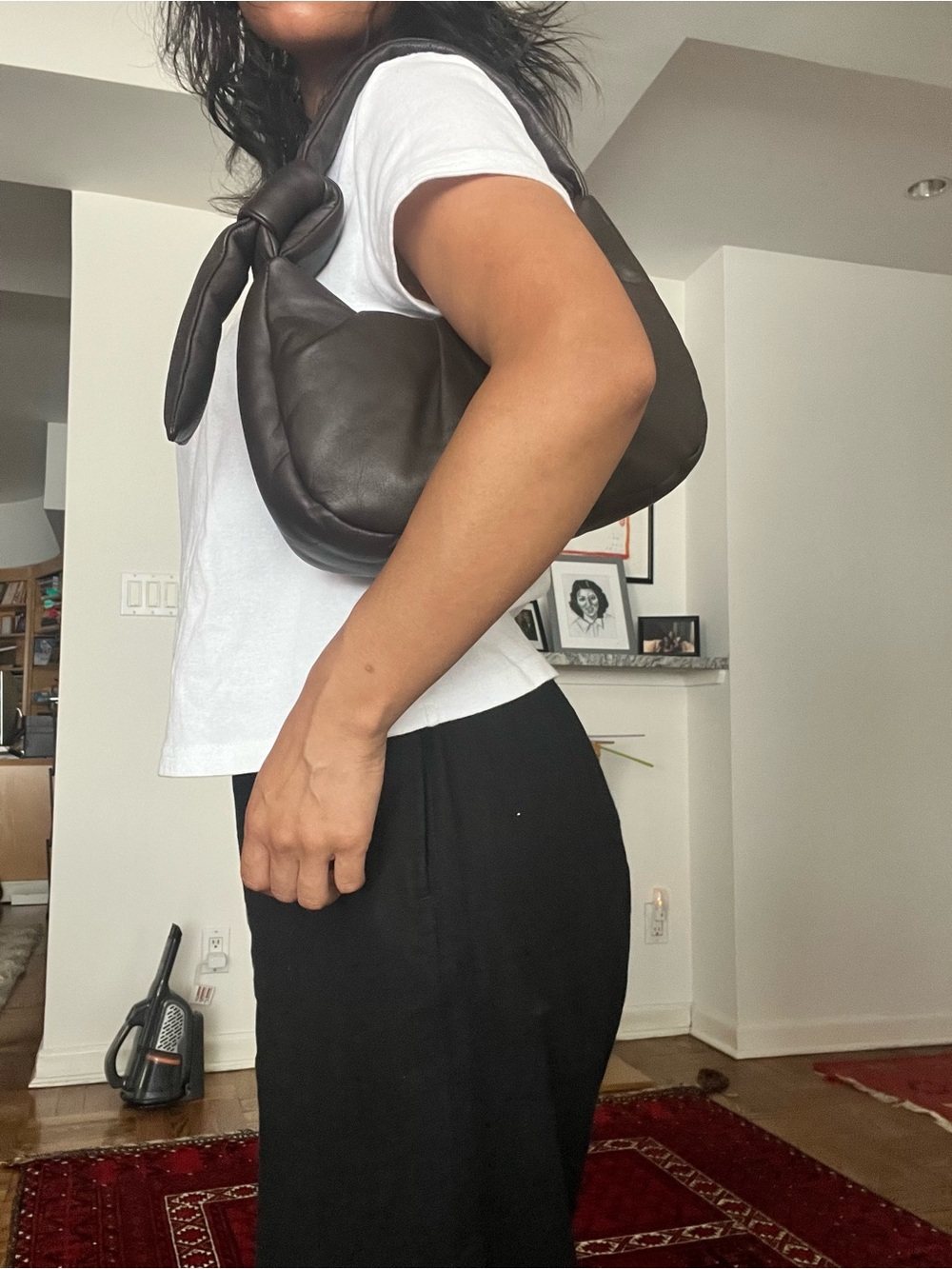 Brown Puffy Shoulder Bag